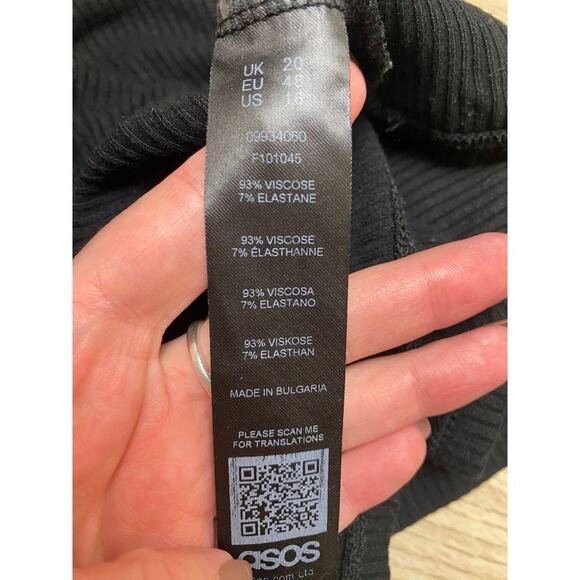 ASOS DESIGN one shoulder crop top ribbed in black size 16 plus size XL - Picture 5 of 5